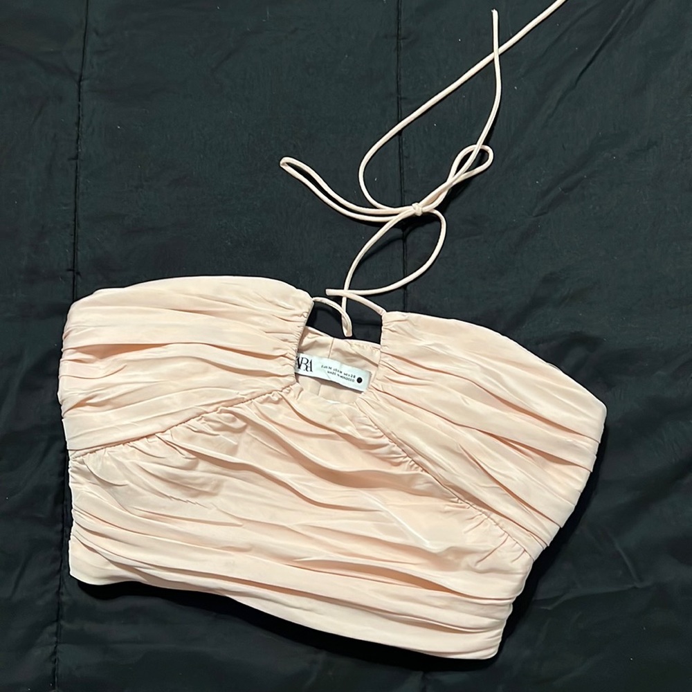Blush Pink. Zara Draped crop top.